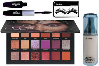 Brutus Eyelashes,Mac Matchmaster Foundation, Colorbar 2 in 1 Mascara & Eyeliner, Huda Beauty Desert Dusk Eyeshadow Palette(Set of 4)
Brutus Eyelashes,Mac Matchmaster Foundation, Colorbar 2 in 1 Mascara & Eyeliner, Huda Beauty Desert Dusk Eyeshadow Palette(Set of 4)