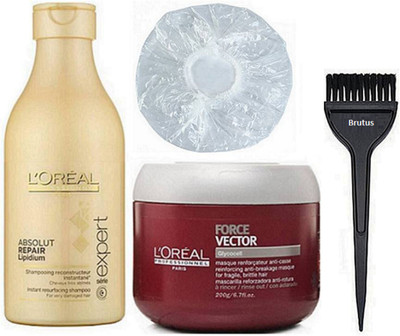 Brutus hair brush, shower cap & loreal paris Absolut repair shampoo & loreal paris force vector masque(Set of 4)
Brutus hair brush, shower cap & loreal paris Absolut repair shampoo & loreal paris force vector masque(Set of 4)
