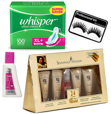 professional kit Eyelashes, Shahnaz Gold Facial Kit, VWash Plus Expert Intimate Hygiene, Whisper Ultra Clean XL+ Pad(Set of 4)
professional kit Eyelashes, Shahnaz Gold Facial Kit, VWash Plus Expert Intimate Hygiene, Whisper Ultra Clean XL+ Pad(Set of 4)
