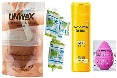 DAZZLING Sponge puff, Unwax Granulated Wax, Sun Expert 24 ++ UV Lotion, Magic napkin Pack of 4(Set of 7)
DAZZLING Sponge puff, Unwax Granulated Wax, Sun Expert 24 ++ UV Lotion, Magic napkin Pack of 4(Set of 7)