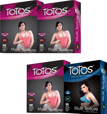 TOTOS STRAWBERRY , STRAWBERRY , STRAWBERRY AND MINT FLAVOURED 4 PACK 40 PCS DOTTED FOR MORE PLEASURE Condom(Set of 4, 40S)
TOTOS STRAWBERRY , STRAWBERRY , STRAWBERRY AND MINT FLAVOURED 4 PACK 40 PCS DOTTED FOR MORE PLEASURE Condom(Set of 4, 40S)