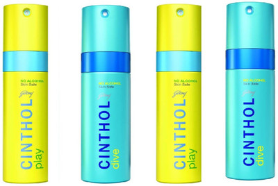Cinthol play Energy Deodorant Spray - For Men(150 ml, Pack of 4)