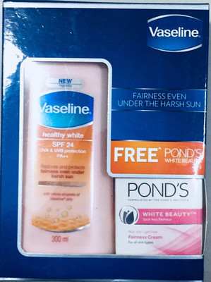 Vaseline Healthy White SPF 24 UVA & UVB protection PA++ with Ponds White Beauty Free(300 ml)
Vaseline Healthy White SPF 24 UVA & UVB protection PA++ with Ponds White Beauty Free(300 ml)