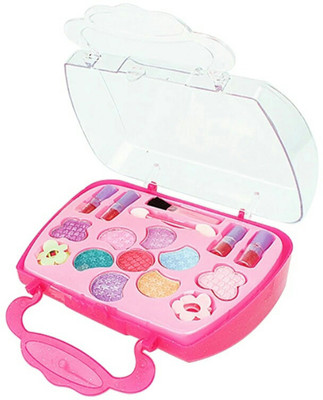 TALKING GANESHA Real Barbie Make Up Pretend Play Kit with Real Eye Shadow, Blush On, etc - Multicolor