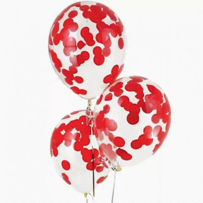 BashNSplash Solid 12 INCH RED CONFETTI BALLOONS PARTY DECORATION (PACK OF 5) Balloon(Red, Pack of 5)