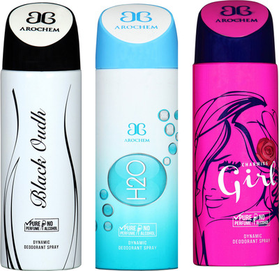 Arochem BLACK OUDH & GIRL & H2O COMBO DEO DYNAMIC DEODORANT BODY SPRAY - FOR MEN & WOMEN Body Spray - For Men & Women(600 ml, Pack of 3)
Arochem BLACK OUDH & GIRL & H2O COMBO DEO DYNAMIC DEODORANT BODY SPRAY - FOR MEN & WOMEN Body Spray - For Men & Women(600 ml, Pack of 3)