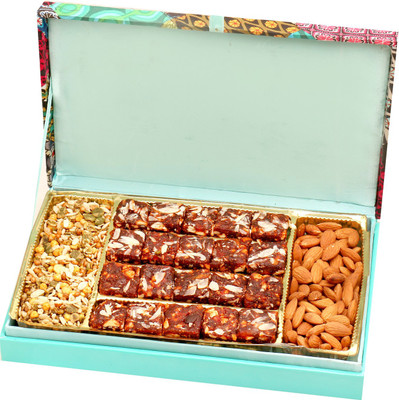 Ghasitaram Gifts Healthy Hampers-Festive Wooden Hamper box with Sugarfree Dates and Figs Bites, Almonds and Roasted Namkeens Combo(4)
Ghasitaram Gifts Healthy Hampers-Festive Wooden Hamper box with Sugarfree Dates and Figs Bites, Almonds and Roasted Namkeens Combo(4)