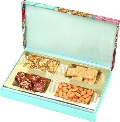 Ghasitaram Gifts Healthy Hampers-Festive Wooden Hamper box with Almonds, Sugarfree Dates Figs Bites, Granula Bites and Roasted Namkeen 400 gms Combo(5)
Ghasitaram Gifts Healthy Hampers-Festive Wooden Hamper box with Almonds, Sugarfree Dates Figs Bites, Granula Bites and Roasted Namkeen 400 gms Combo(5)