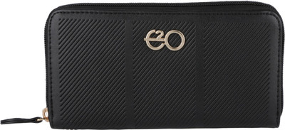 E2O Fashion Women Black Fabric Wallet(11 Card Slots)