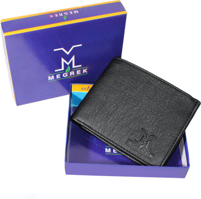 MEGREK Men Black Artificial Leather Wallet(4 Card Slots)