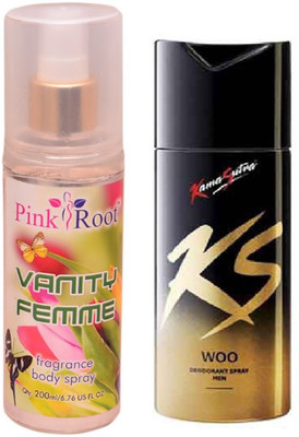 Pink Root VANITY FEMME MIST 200ML WITH KAMASUTRA WOO DEO(Set of 2)