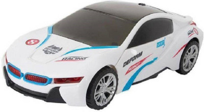 ExaltedCollection Robot Transformer Car 2-In-1 "Robot to Car Converting" with light & Music (White)(White)