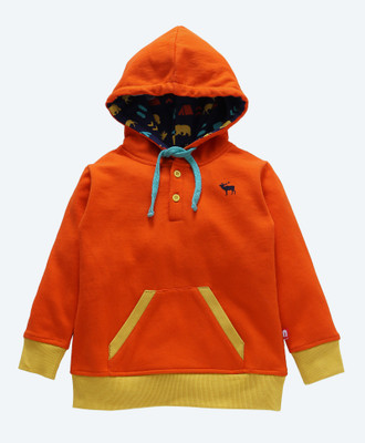 Nino Bambino Full Sleeve Printed Baby Boy's Jacket, Orange
