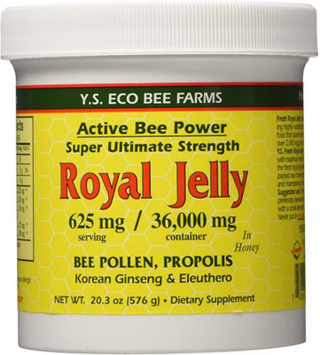Y.S. Eco Bee Farms Fresh Royal Jelly + Bee Pollen,Propolis,Ginseng,Honey Mix - 36000Mg Org 20.3 Oz(576 g)
Y.S. Eco Bee Farms Fresh Royal Jelly + Bee Pollen,Propolis,Ginseng,Honey Mix - 36000Mg Org 20.3 Oz(576 g)