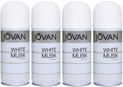 Jovan Four White Musk Combo Set Body Spray - For Men(600 ml, Pack of 4)