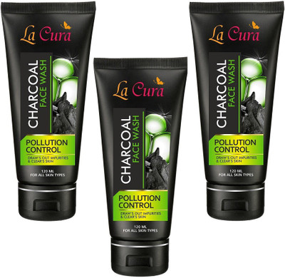 Lacura Charcoal Face Wash (Pack of 3 pc 120 ml each) Face Wash(360 ml)