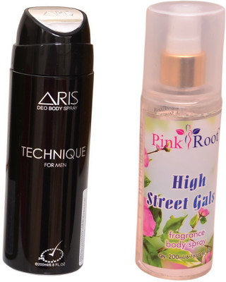 Pink Root HIGH STREET GALS BODY MIST 200ML WITH ARIS TECHNIQUE DEO BODY SPRAY FOR MEN 200ML(Set of 2)
Pink Root HIGH STREET GALS BODY MIST 200ML WITH ARIS TECHNIQUE DEO BODY SPRAY FOR MEN 200ML(Set of 2)