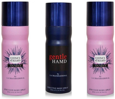 HAMD 2 ESSENCE & 1 GENTLE PACK OF 3 Deodorant Spray - For Men & Women(600 ml, Pack of 3)
HAMD 2 ESSENCE & 1 GENTLE PACK OF 3 Deodorant Spray - For Men & Women(600 ml, Pack of 3)