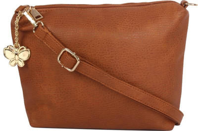 Zoby Women Evening/Party Tan PU Sling Bag