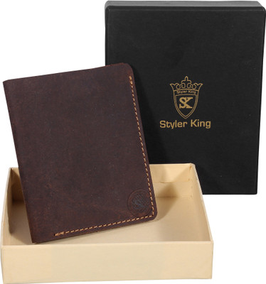Styler King Men Brown Genuine Leather Wallet(6 Card Slots)