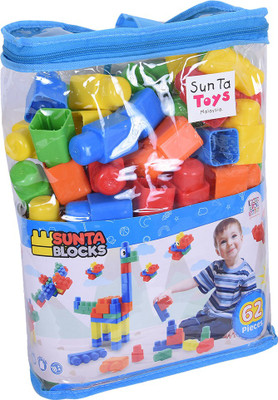 Sunta Jumbo Plastic Blocks - 62pcs (In Pvc reusable bag)(Multicolor)