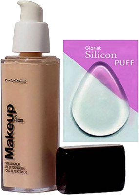 glorist Silicon Puff, Mac Makeup Pro Longwear Fpundation Spf 10(Set of 2)