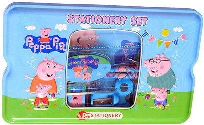GUBBAREY Peppa Pig Peppa Art Metal Pencil Box(Set of 1, Blue)