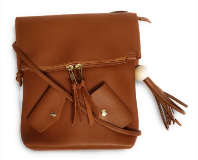 just take Women Casual Brown PU Sling Bag