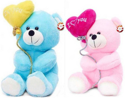 riva Lovely balloon teddy combo - 20 cm (Pink, Blue) - 20 cm (blue and pink) - 20 cm(pink and blue)