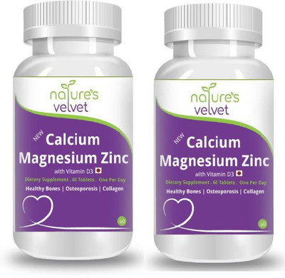 Natures Velvet Lifecare Calcium Magnesium Zinc with Vitamin D3, 60 Tablets - Pack of 2(1000 mg)
Natures Velvet Lifecare Calcium Magnesium Zinc with Vitamin D3, 60 Tablets - Pack of 2(1000 mg)