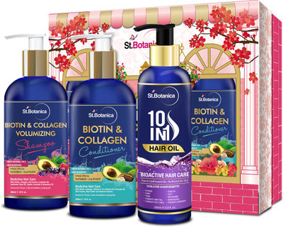 StBotanica Biotin & Collagen Shampoo + Biotin & Collagen Conditioner + 10 in 1 Hair Oil(Set of 1)
StBotanica Biotin & Collagen Shampoo + Biotin & Collagen Conditioner + 10 in 1 Hair Oil(Set of 1)