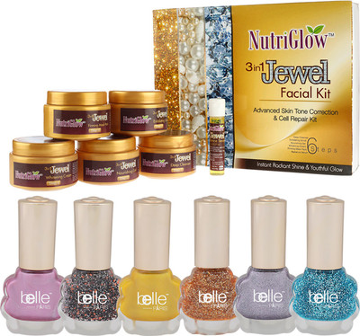 NutriGlow Set of 1 facial kit + 6 Nail paints(Set of 1)