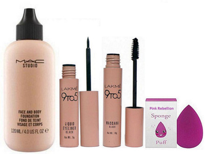 Pink Rebellion Sponge Puff, face & Body Foundation, Lakme 9 to 5 Eyeliner,Mascara(Set of 4)
Pink Rebellion Sponge Puff, face & Body Foundation, Lakme 9 to 5 Eyeliner,Mascara(Set of 4)