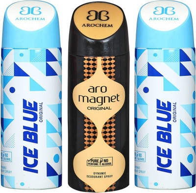 AROCHEM ICE BLUE , ARO MAGNET AND ICE BLUE DYNAMIC PURE Deodorant Spray - For Men & Women(200 ml, Pack of 3)
AROCHEM ICE BLUE , ARO MAGNET AND ICE BLUE DYNAMIC PURE Deodorant Spray - For Men & Women(200 ml, Pack of 3)