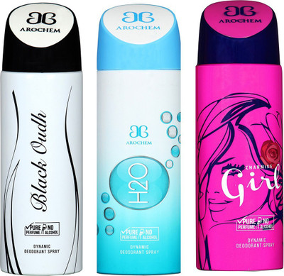 AROCHEM BLACK OUDH , H2O AND CHARMING GIRL DYNAMIC PURE Deodorant Spray - For Men & Women(200 ml, Pack of 3)
AROCHEM BLACK OUDH , H2O AND CHARMING GIRL DYNAMIC PURE Deodorant Spray - For Men & Women(200 ml, Pack of 3)