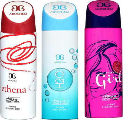 AROCHEM ETHENA , H2O AND CHARMING GIRL DYNAMIC PURE Deodorant Spray - For Men & Women(200 ml, Pack of 3)
AROCHEM ETHENA , H2O AND CHARMING GIRL DYNAMIC PURE Deodorant Spray - For Men & Women(200 ml, Pack of 3)