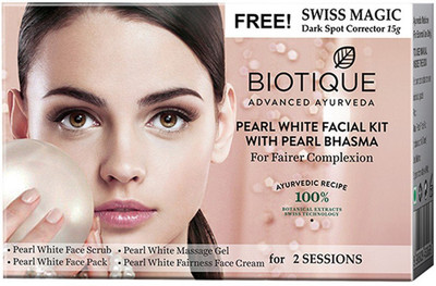 Biotique Pearl White Facial Kit With Pearl Bhasma (Free Swiss Magic Dark Spot Corrector Cream 15g) 75 g
Biotique Pearl White Facial Kit With Pearl Bhasma (Free Swiss Magic Dark Spot Corrector Cream 15g) 75 g