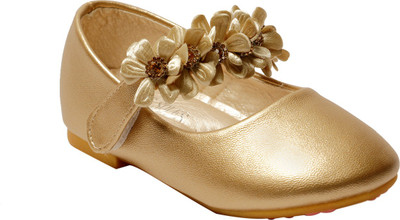 Little Soles Girls Velcro Ballerinas(Gold