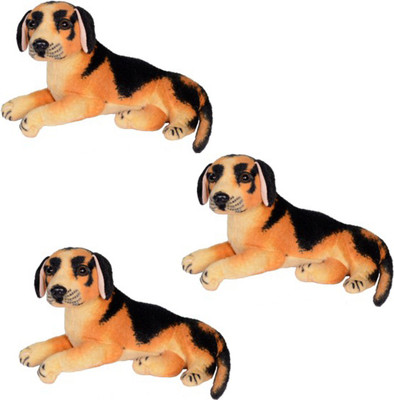 MEGAEMART BLACK DOG ANIMAL SOFT TOY PACK OF 3 - 32 cm(Multicolor)