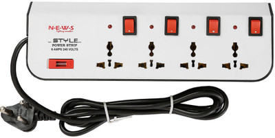HI-PLASST EWS Extension POWER STRIP 4*4 with FUSE AND INDICATOR (4 Sockets and 4 Switches) 2 YARD Long Wire 4 Socket Surge Protector(White)
HI-PLASST EWS Extension POWER STRIP 4*4 with FUSE AND INDICATOR (4 Sockets and 4 Switches) 2 YARD Long Wire 4 Socket Surge Protector(White)