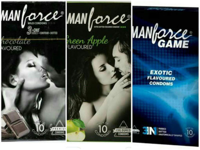 Manforce Super XXX Extra Dotted Condoms - 10 Count(Pack 3) Condom(Set of 3, 30S)