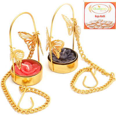 Ghasitaram Gifts Diwali T-Lites- Set of 2 Hanging T-Lites with 400 gms Kaju Katli Combo(3)
Ghasitaram Gifts Diwali T-Lites- Set of 2 Hanging T-Lites with 400 gms Kaju Katli Combo(3)