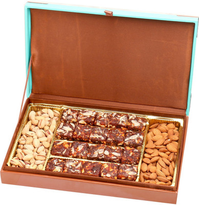 Ghasitaram Gifts Sugarfree Sweets-Green Wooden Hamper box with Sugarfree Dates and Figs Bites, Almonds and Pistachios(900 g, Box)
Ghasitaram Gifts Sugarfree Sweets-Green Wooden Hamper box with Sugarfree Dates and Figs Bites, Almonds and Pistachios(900 g, Box)