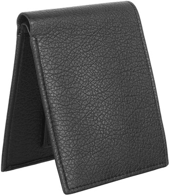 LAER Men Black Genuine Leather Wallet(7 Card Slots)
