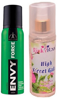 Pink Root HIGH STREET GALS MIST 200ML WITH ENVY FORCE DEO 120ML(Set of 2) 
Pink Root HIGH STREET GALS MIST 200ML WITH ENVY FORCE DEO 120ML(Set of 2)