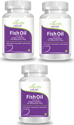 Natures Velvet Lifecare Fish Oil Omega 3, 60 Softgels, 1000mg,- Pack of 3(1000 mg)
Natures Velvet Lifecare Fish Oil Omega 3, 60 Softgels, 1000mg,- Pack of 3(1000 mg)