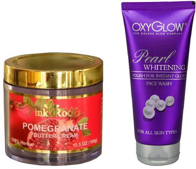Pink Root POMEGRANATE BUTTER CREAM 100GM WITH OXYGLOW PEARL WHITENING FACE WASH(Set of 2)
Pink Root POMEGRANATE BUTTER CREAM 100GM WITH OXYGLOW PEARL WHITENING FACE WASH(Set of 2)