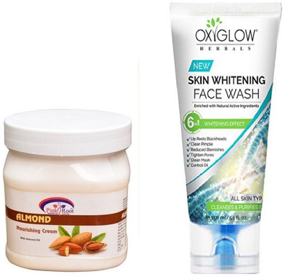 Pink Root ALMOND NOURISHING CREAM 500ML WITH OXYGLOW SKIN WHITENING FACE WASH(Set of 2)
Pink Root ALMOND NOURISHING CREAM 500ML WITH OXYGLOW SKIN WHITENING FACE WASH(Set of 2)