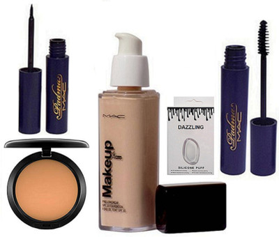 DAZZLING Silicon Puff & MAkeup Pro LOngwear Foundation & Mac Compect & Padma Eyeliner & Mascara(Set of 6)
DAZZLING Silicon Puff & MAkeup Pro LOngwear Foundation & Mac Compect & Padma Eyeliner & Mascara(Set of 6)