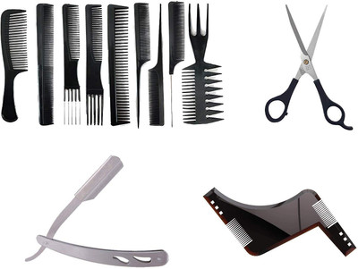 Fully Combo Set OF HAir Styling Combs Cutting Scissors, Beard Styling Comb, Shaving RAzor For men For DAily Use , Black Color(Set of 12)
Fully Combo Set OF HAir Styling Combs Cutting Scissors, Beard Styling Comb, Shaving RAzor For men For DAily Use , Black Color(Set of 12)